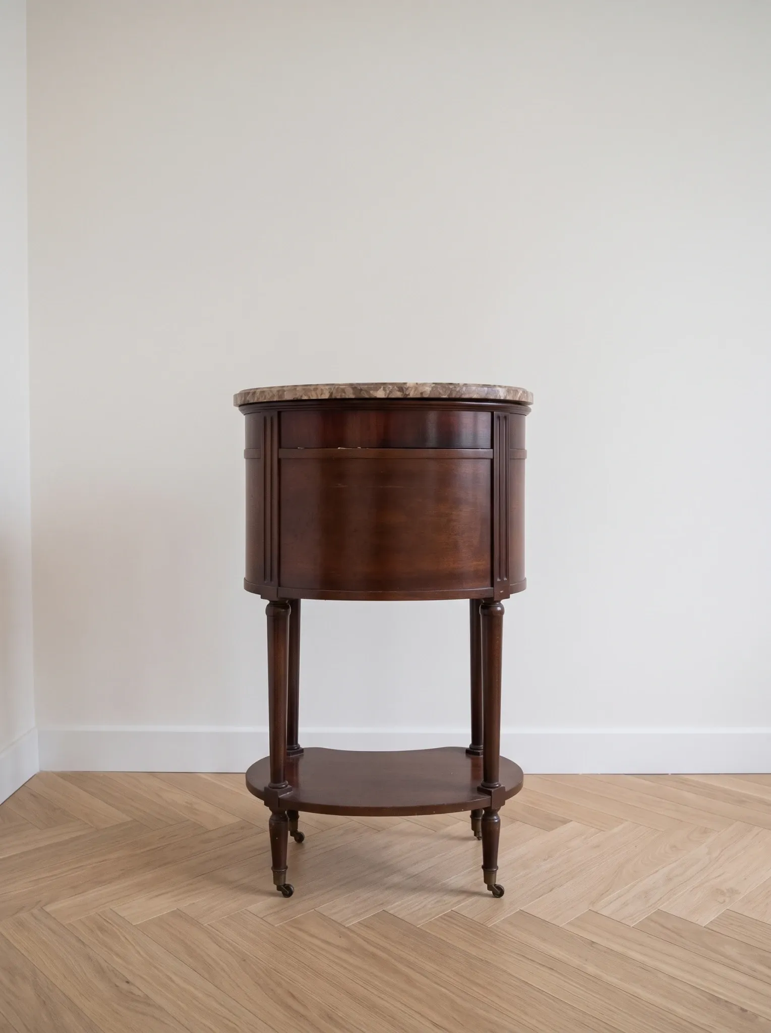 Louis XV style bedside table in wood and marble