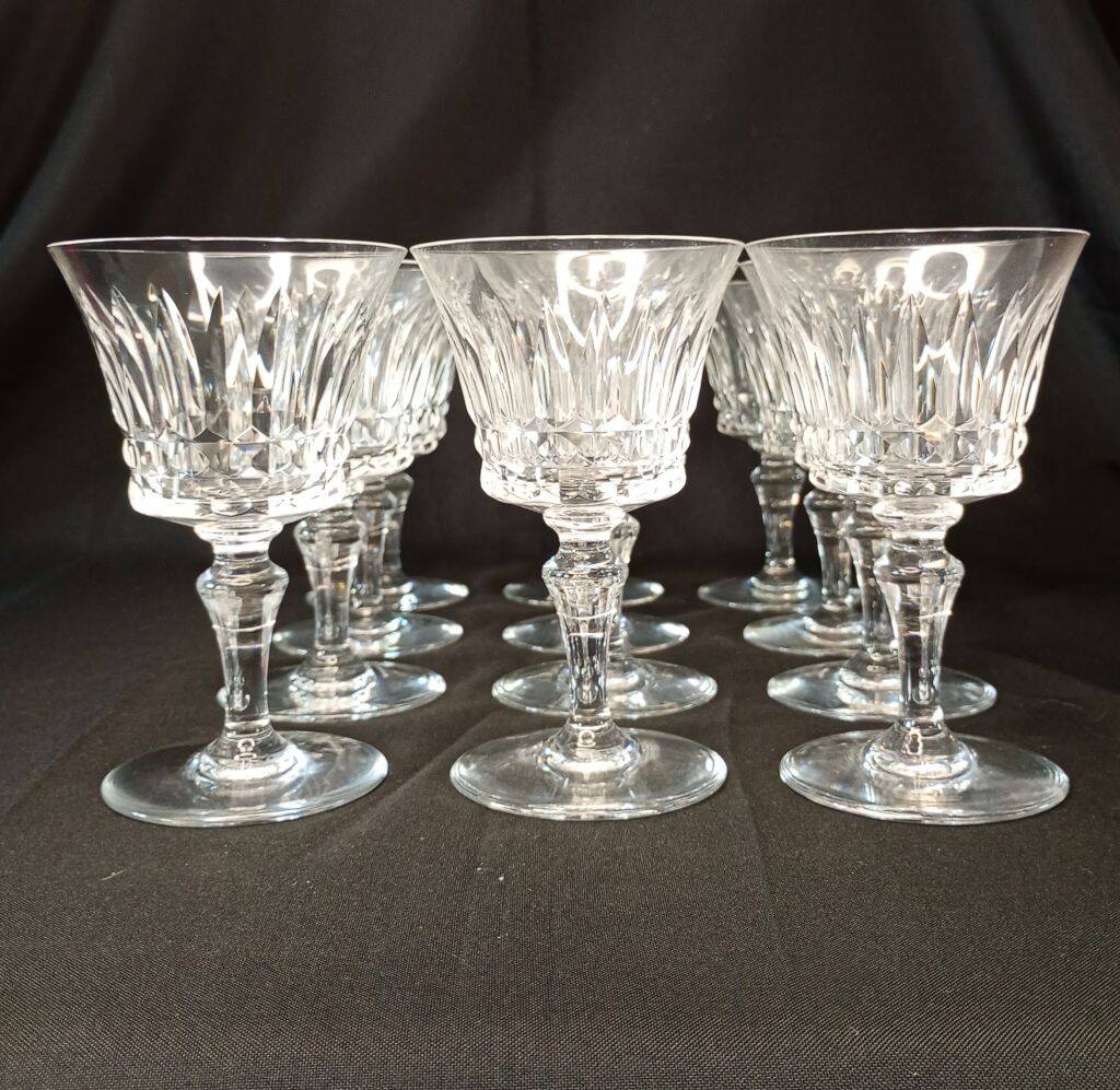 Set of 12 Baccarat Piccadilly Cut Crystal Red Wine Goblets