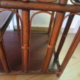 Retro-Side table-vinyl furniture-wood, rattan and bamboo-80s