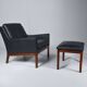 Leather armchair and footstool by Kai Lyngfeldt-Larsen. Denmark 1960s