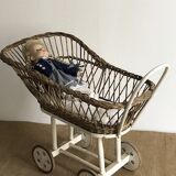 Antique toy, wicker doll cradle