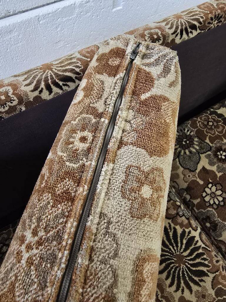 Fauteuil vintage marron à fleurs / fauteuil-lit / fauteuil une place