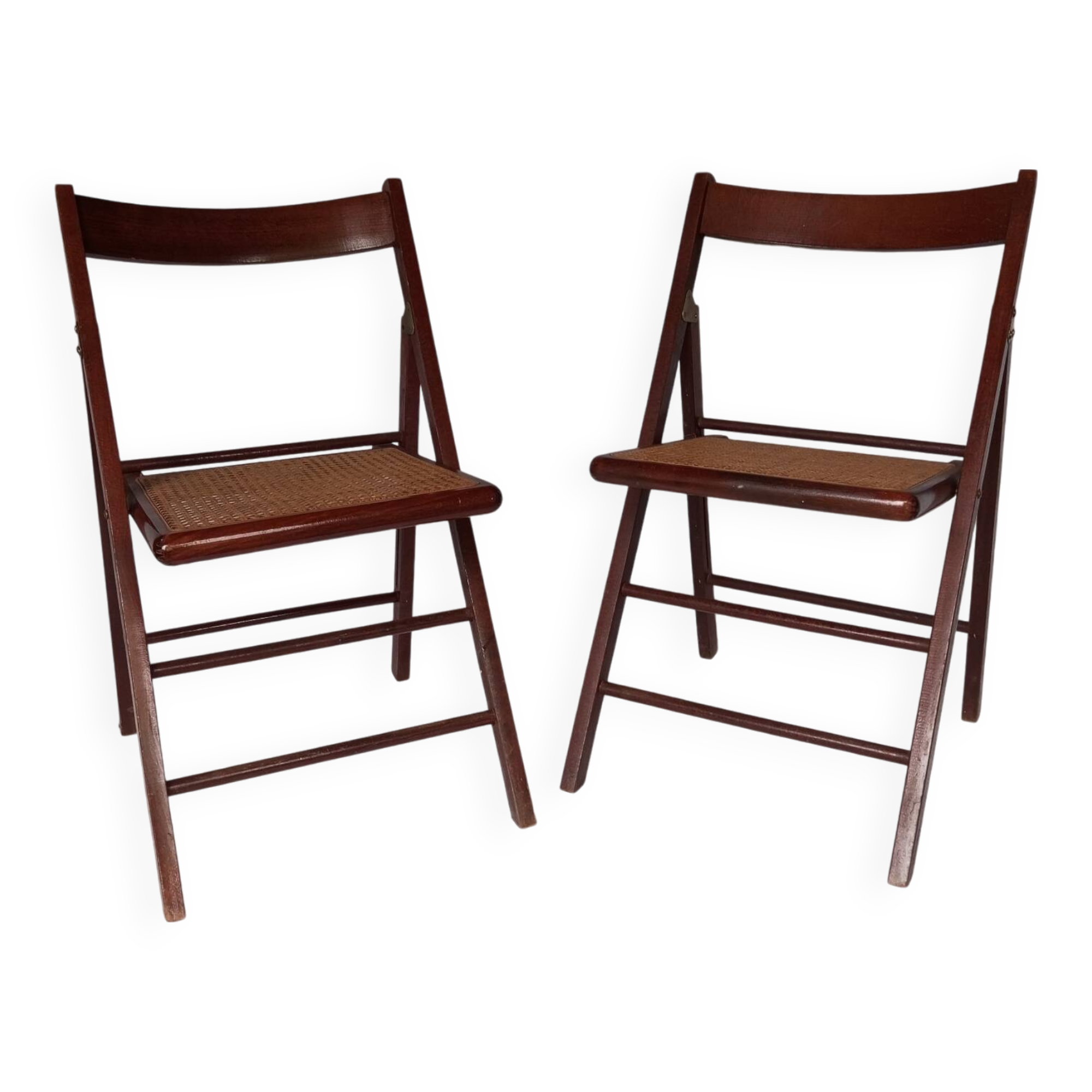 Folding wooden and cane chairs