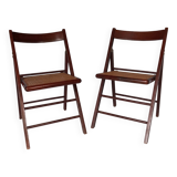 Folding wooden and cane chairs