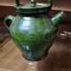 Old green glazed earthenware goat, pottery from Savoie, Broc Verseu.