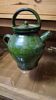 Old green glazed earthenware goat, pottery from Savoie, Broc Verseu.