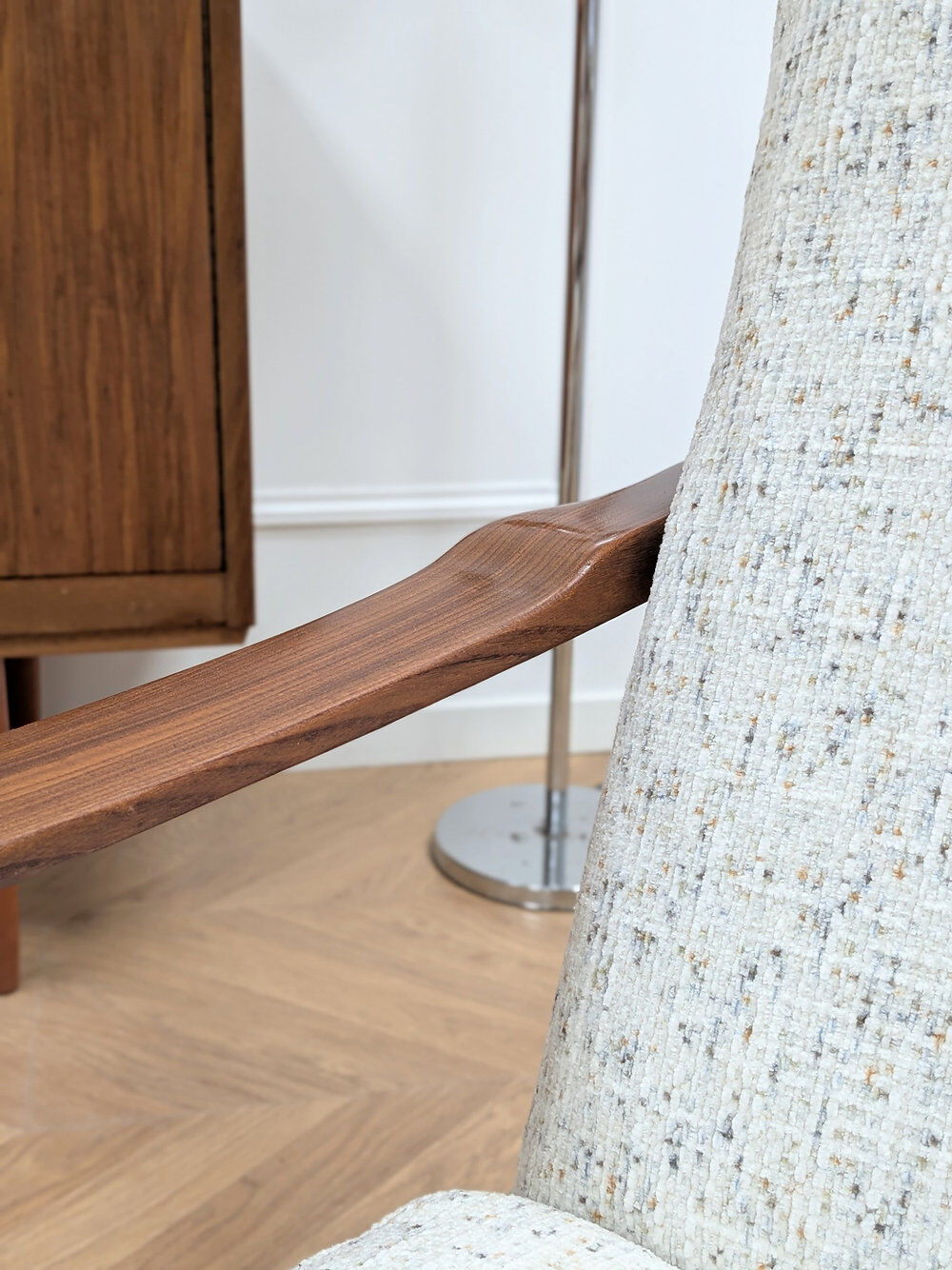 2 reupholstered Scandinavian armchairs