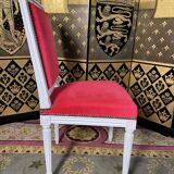 Suite de 6 chaises de style Louis XVI velours rouge