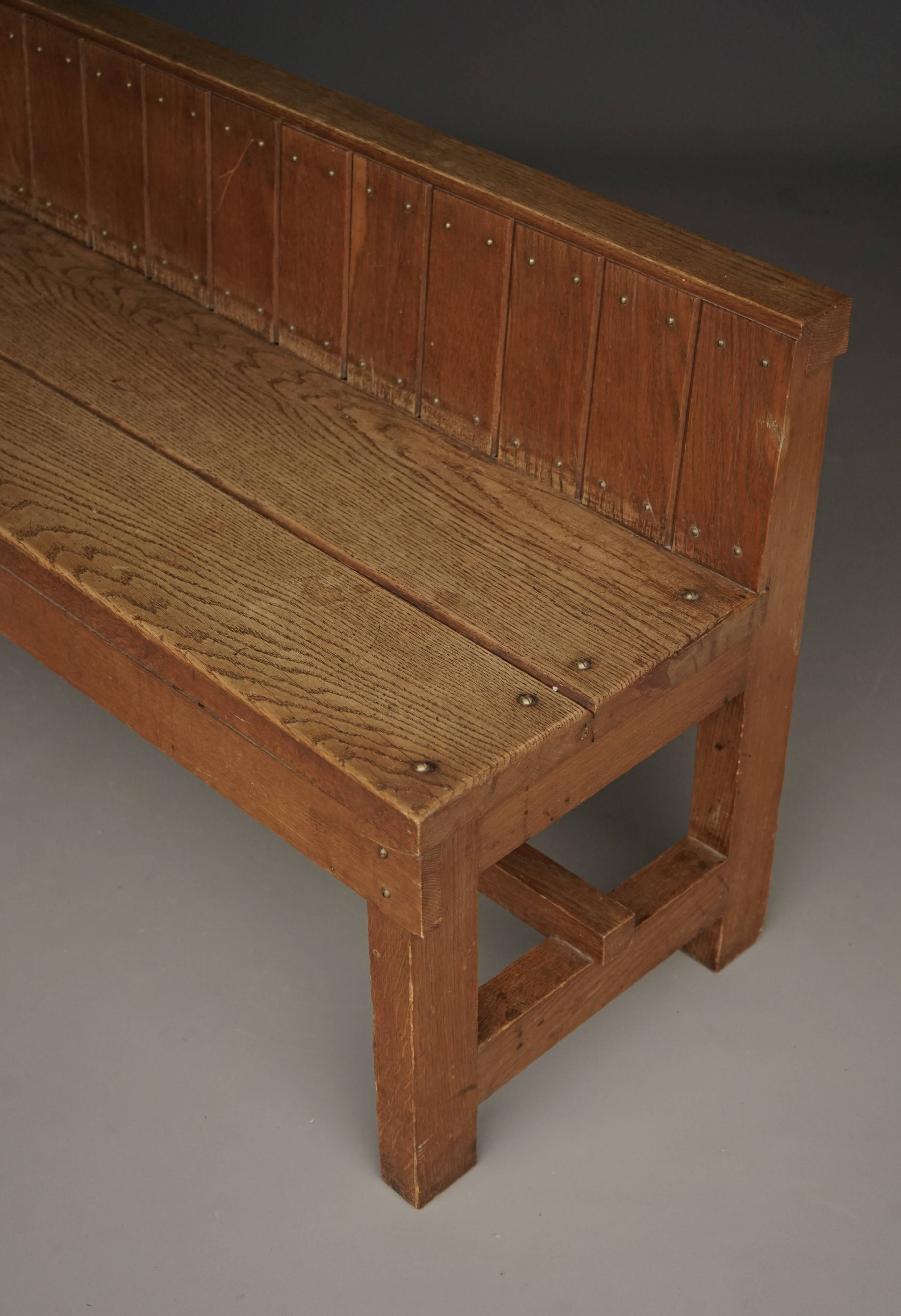 Dutch Traditionalist oak bench, Delft School. 1920s