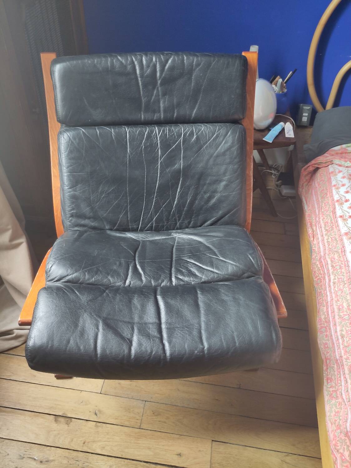 Pair of black leather armchairs Ekornes Ingmar Relling Norway 1960