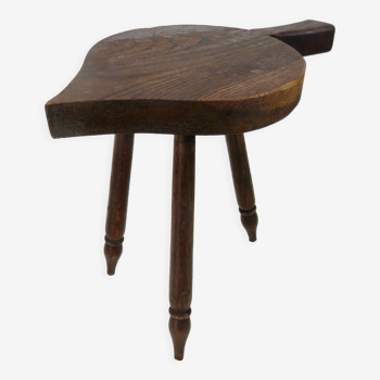 Tabouret tripode "as de pique" en bois années 50 60