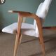 Scandinavian armchairs by Roger Landault in white.