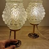 Duo lamps chiseled glass antique bronze base