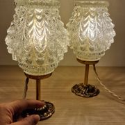 Duo lampes verre ciselé pied bronze ancien