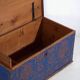 Antique wooden chest painted blue – folk art – Central Europe around 1900