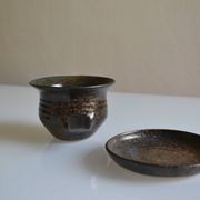 1970s ceramic cup and saucer signed