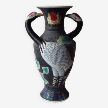 Rare large porcelain vase with bird decoration - japan - 1920/1930 - showa era