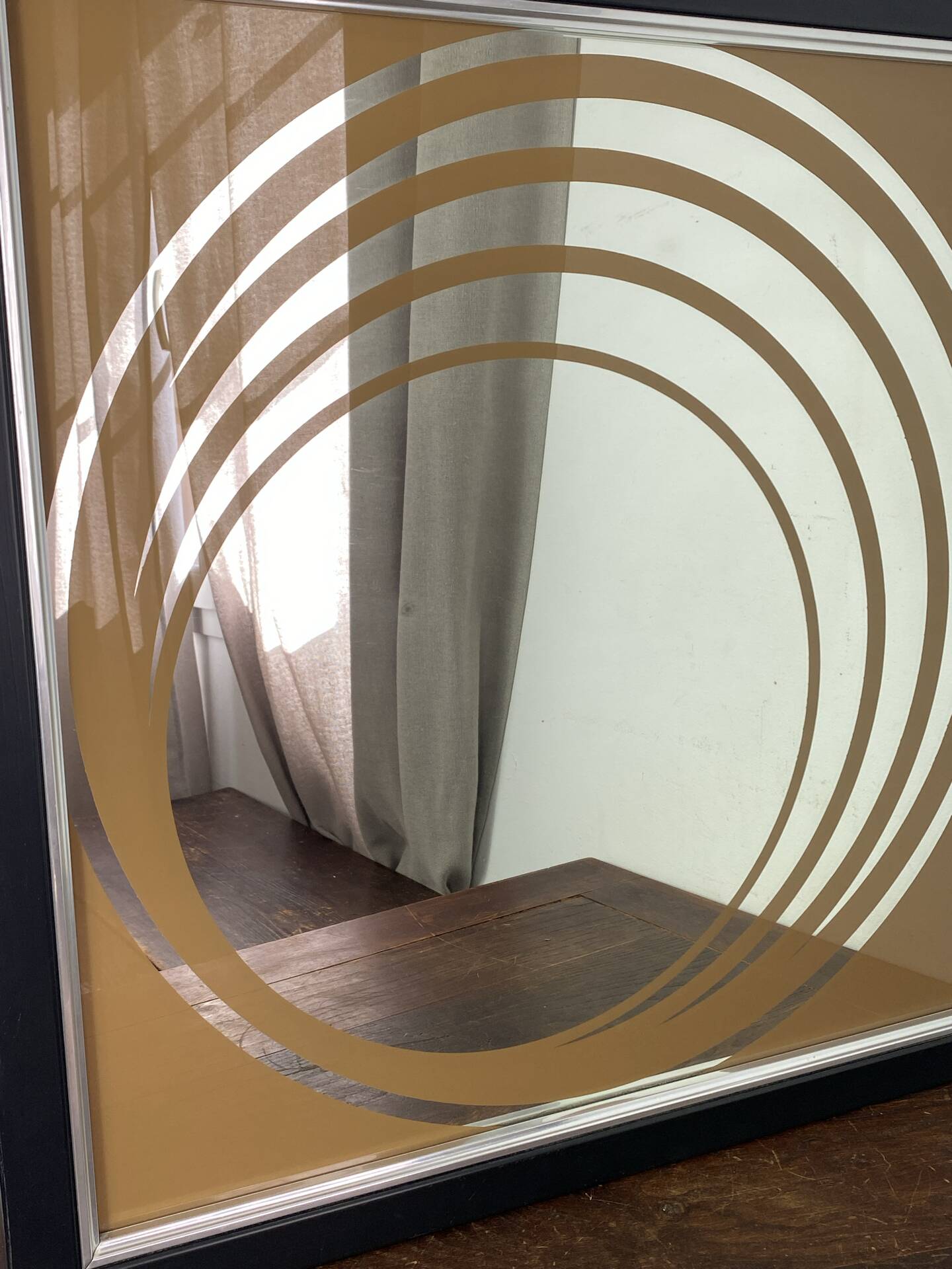 Grand miroir  Op Art, années 70,  Made in England