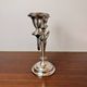 Vintage twisted chandelier with three lights in silver-plated metal.