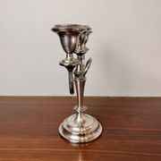 Vintage twisted chandelier with three lights in silver-plated metal.