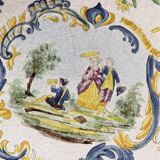 Pair of octagonal Rouen plates, signed AP