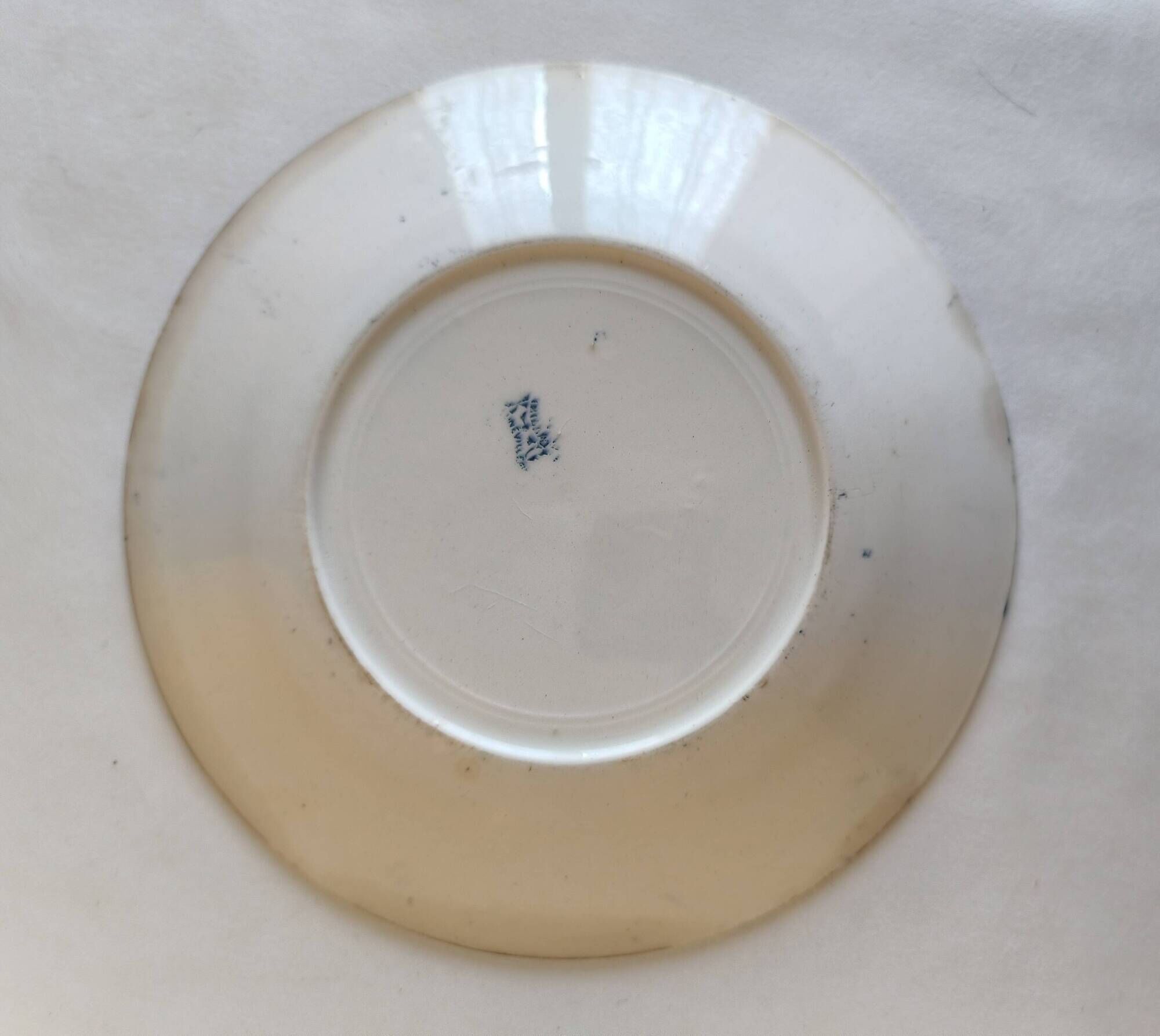Two ironstone plates from Lunéville Keller and Guérin with a floral pattern.