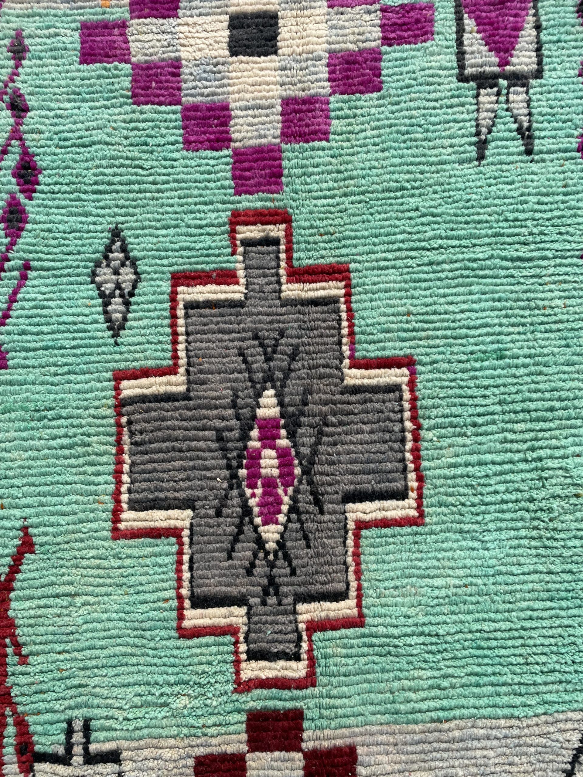 Large Moroccan Berber Carpet Boujad in Wool ideal Salon,