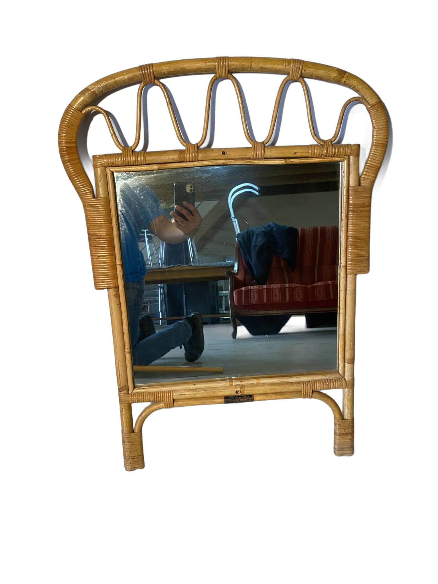 Vintage rattan mirror from the 1960s