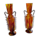 Pair of vases from the Clichy glassworks, orange-yellow marbled, in the shape of an amphora