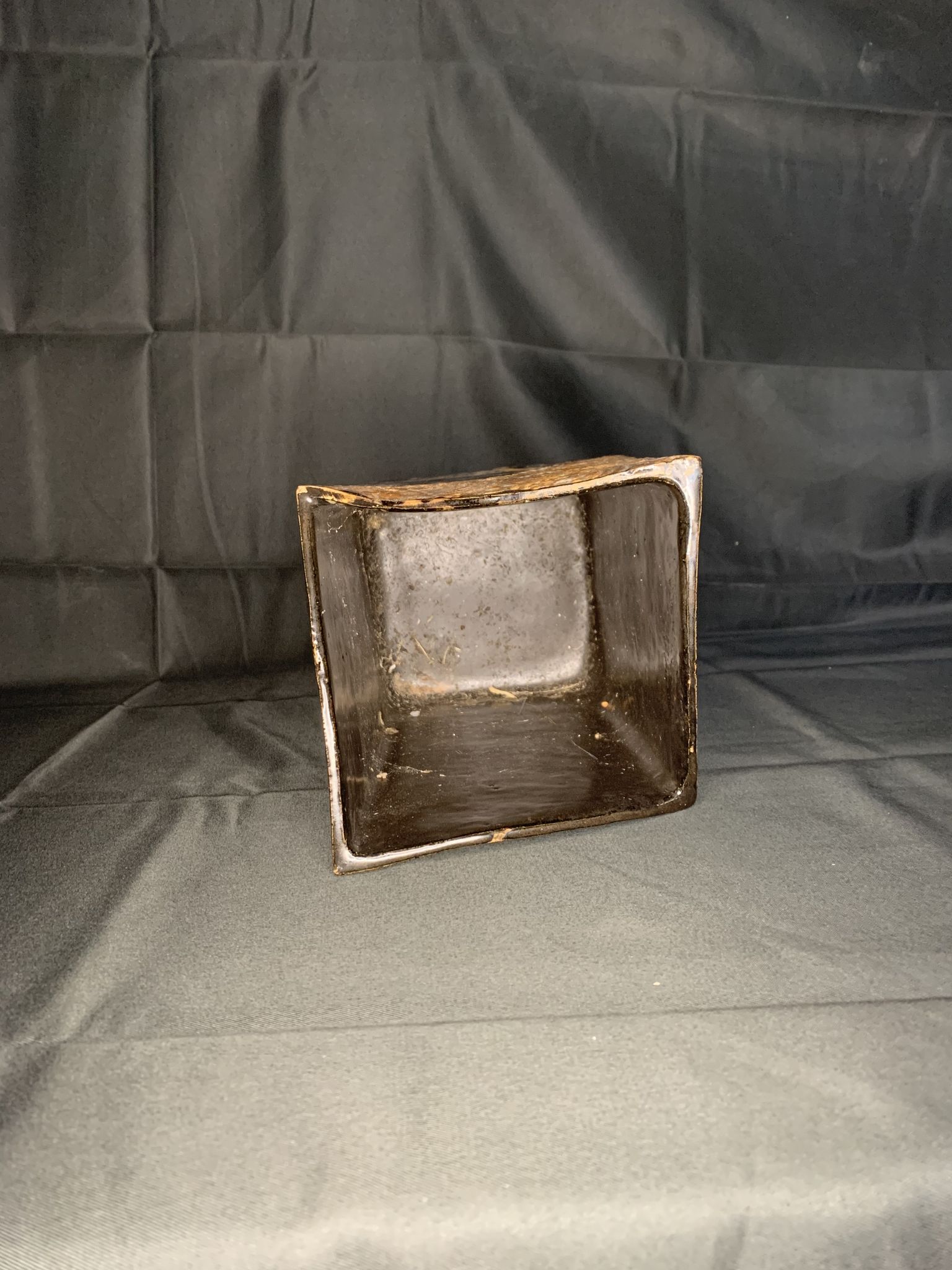 Vase céramique carré marron vintage