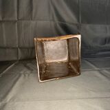 Vintage brown square ceramic vase