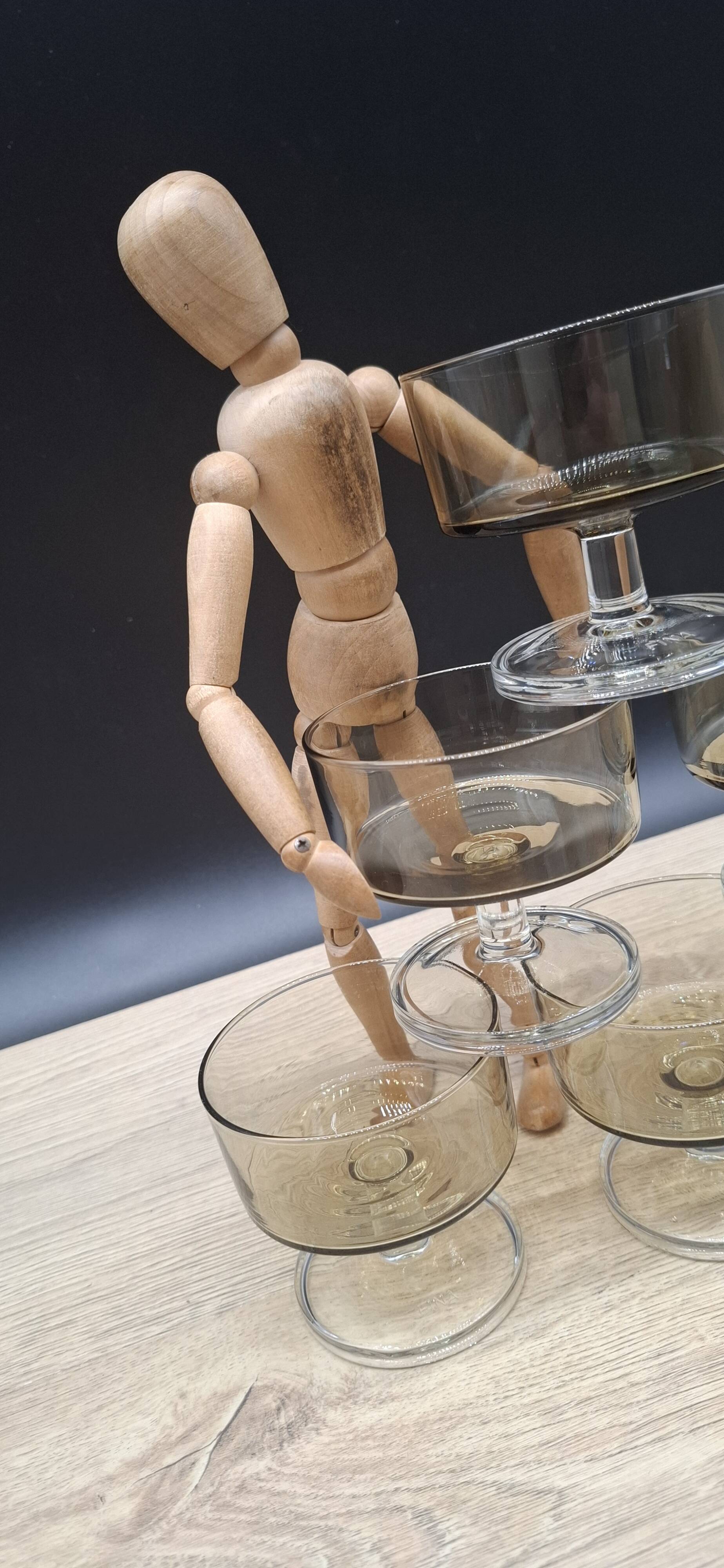 Set of 6 Cavalier Sweden Luminarc smoked champagne glasses