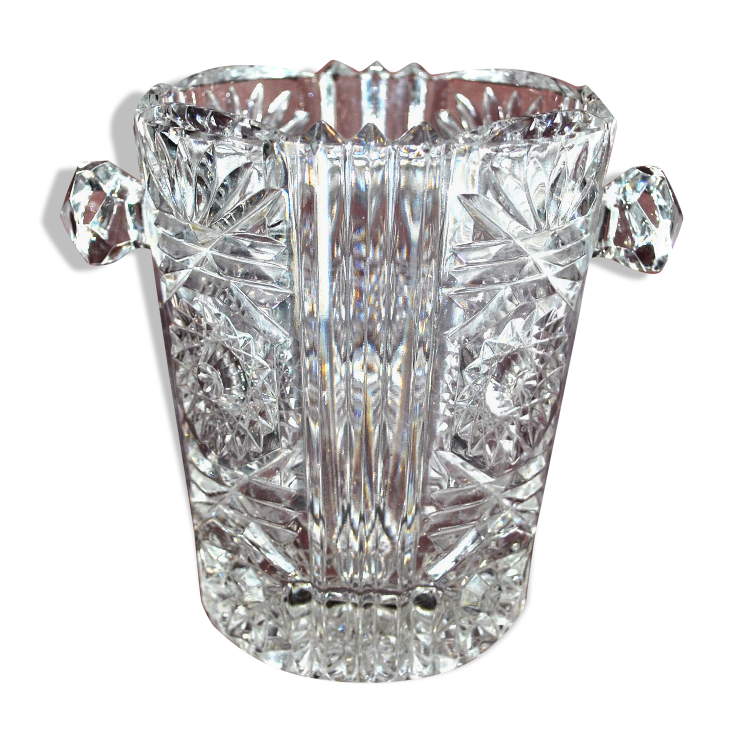 Vintage ice bucket molded crystal - ice cube