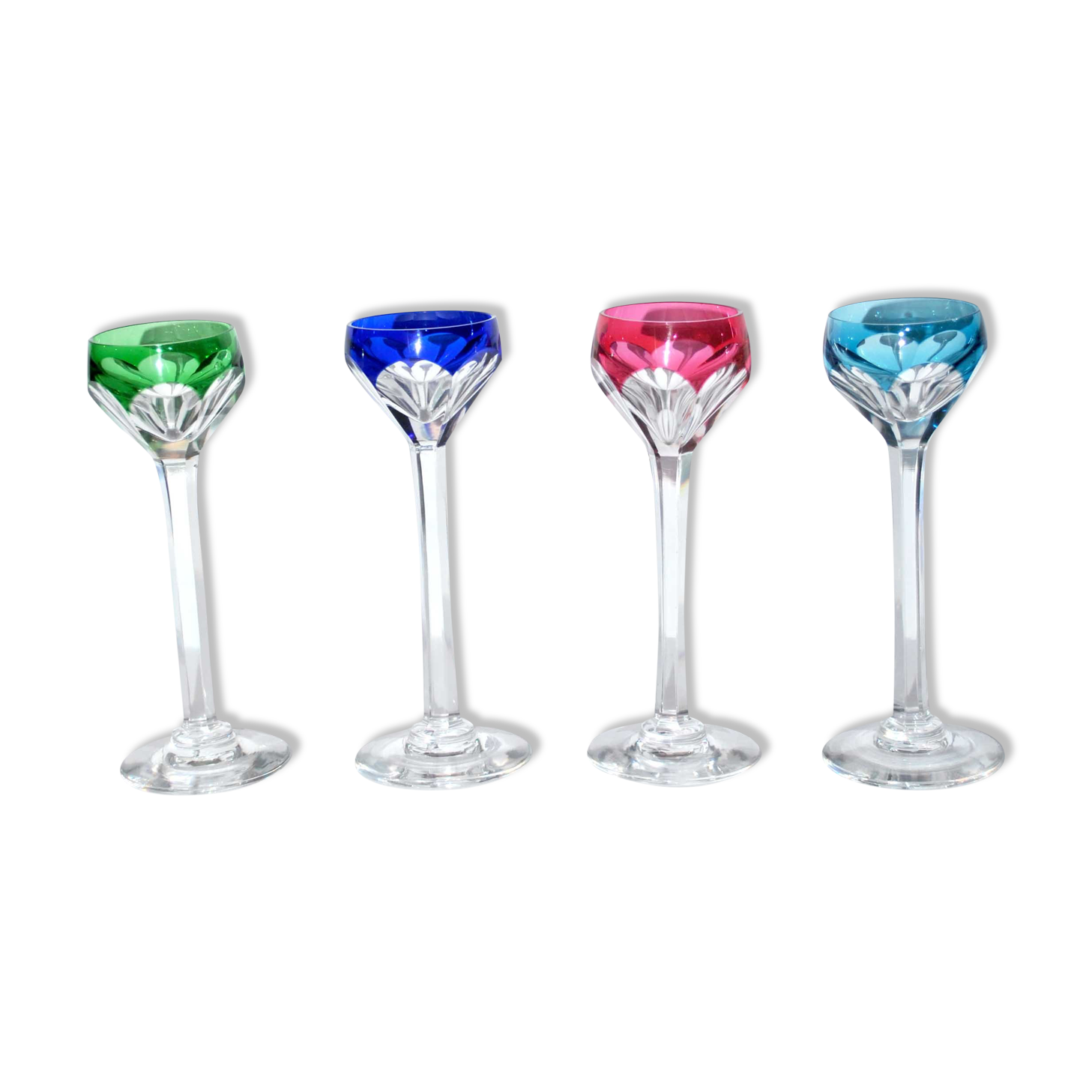 4 bristol liqueur glasses in crystal lined color and cut 13.5cm, Saint-louis