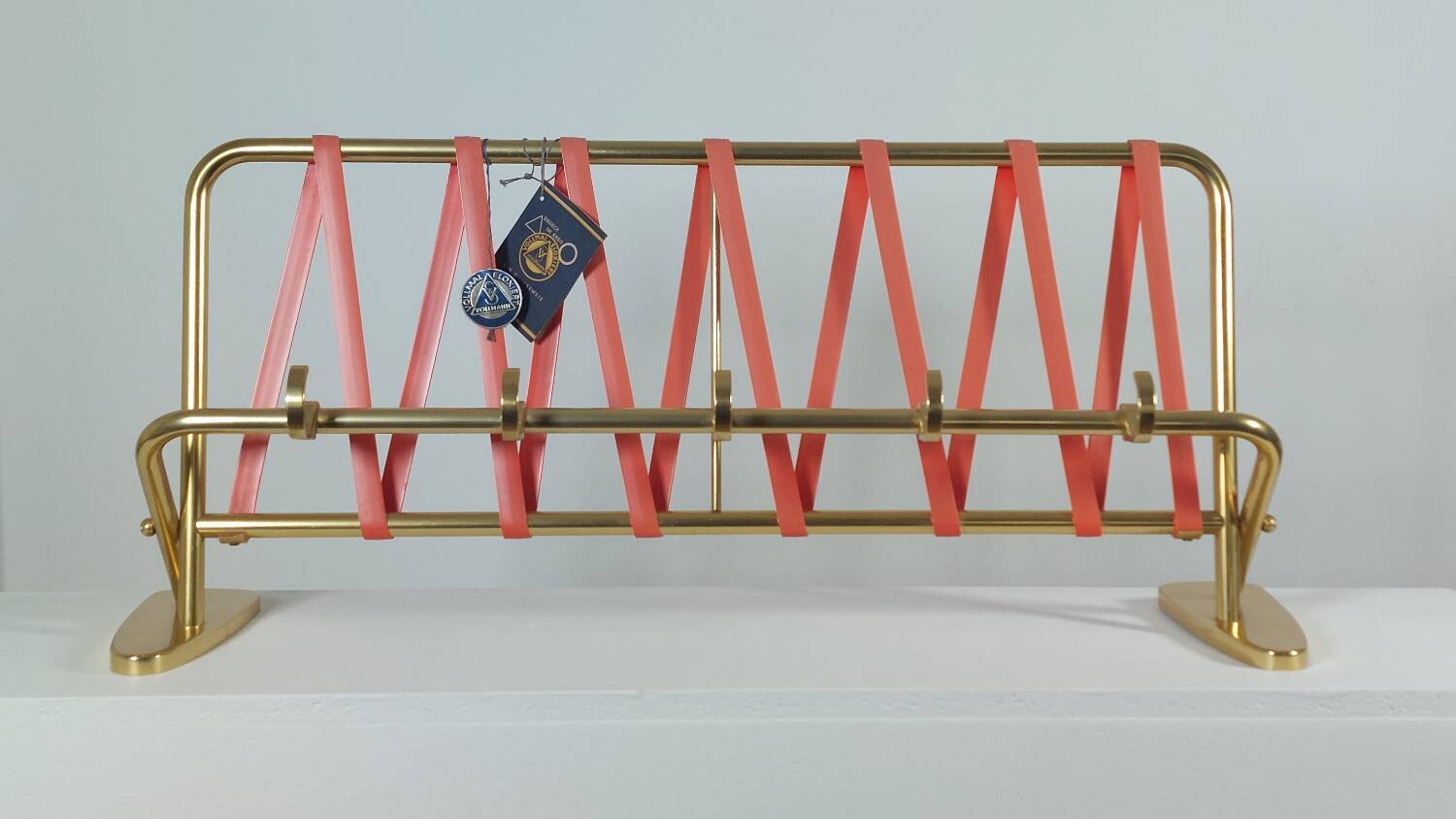 Vintage mid century wall mount brass wardrobe coat rack
