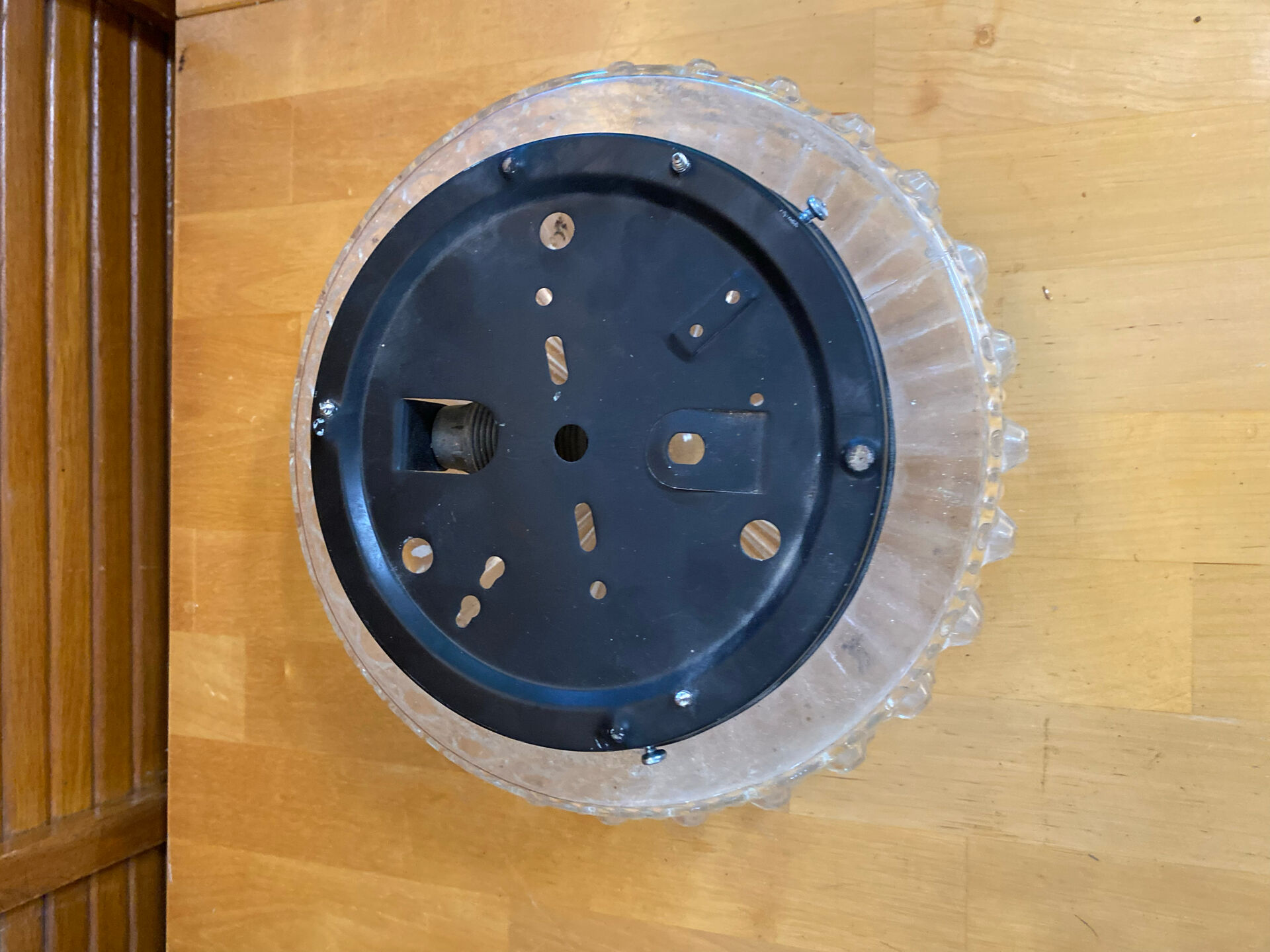 Vintage Black Metal Support + Moulded Glass Ceiling Light Fixture