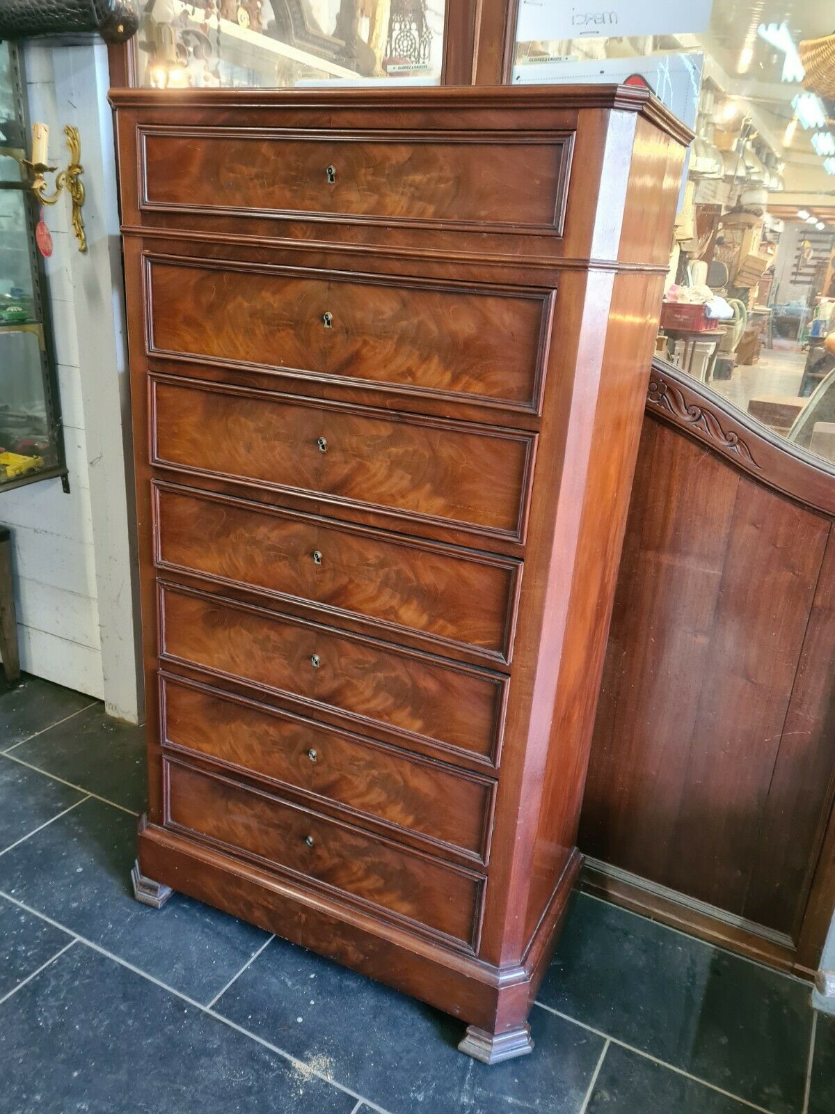 Mahogany semainier furniture louis philippe style 19th