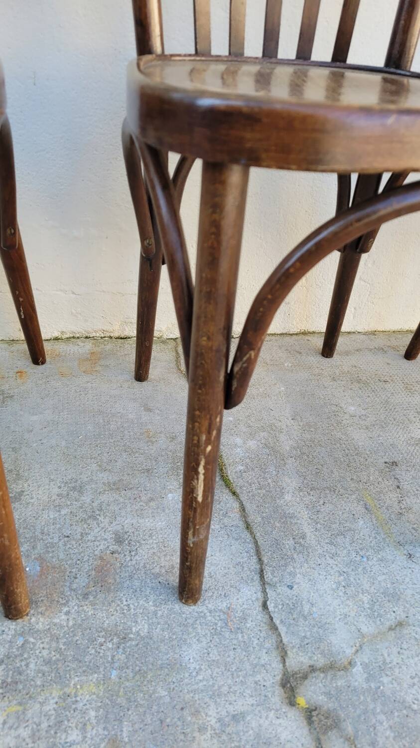 Set of 4 vintage Baumann style bistro restaurant chairs 1950s