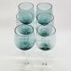 6 Large Wine or Water Balloon Glasses in Petrol Blue Color Blown Glass