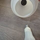 vintage pendant light from the 60s and 70s in white opaline with rosette