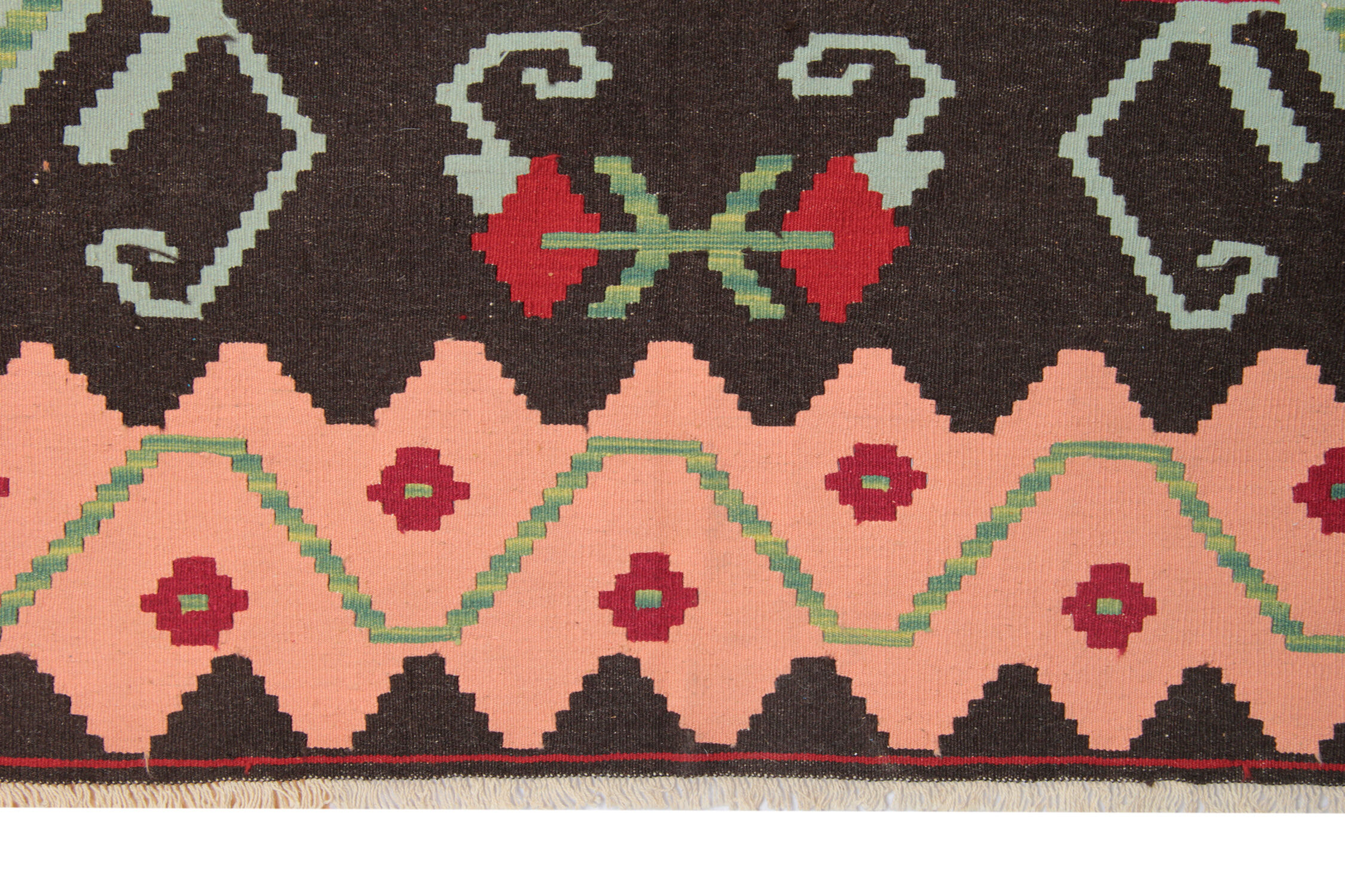 Handwoven antique romanian kilim, floral oriental wool flat-woven carpet- 242x306cm