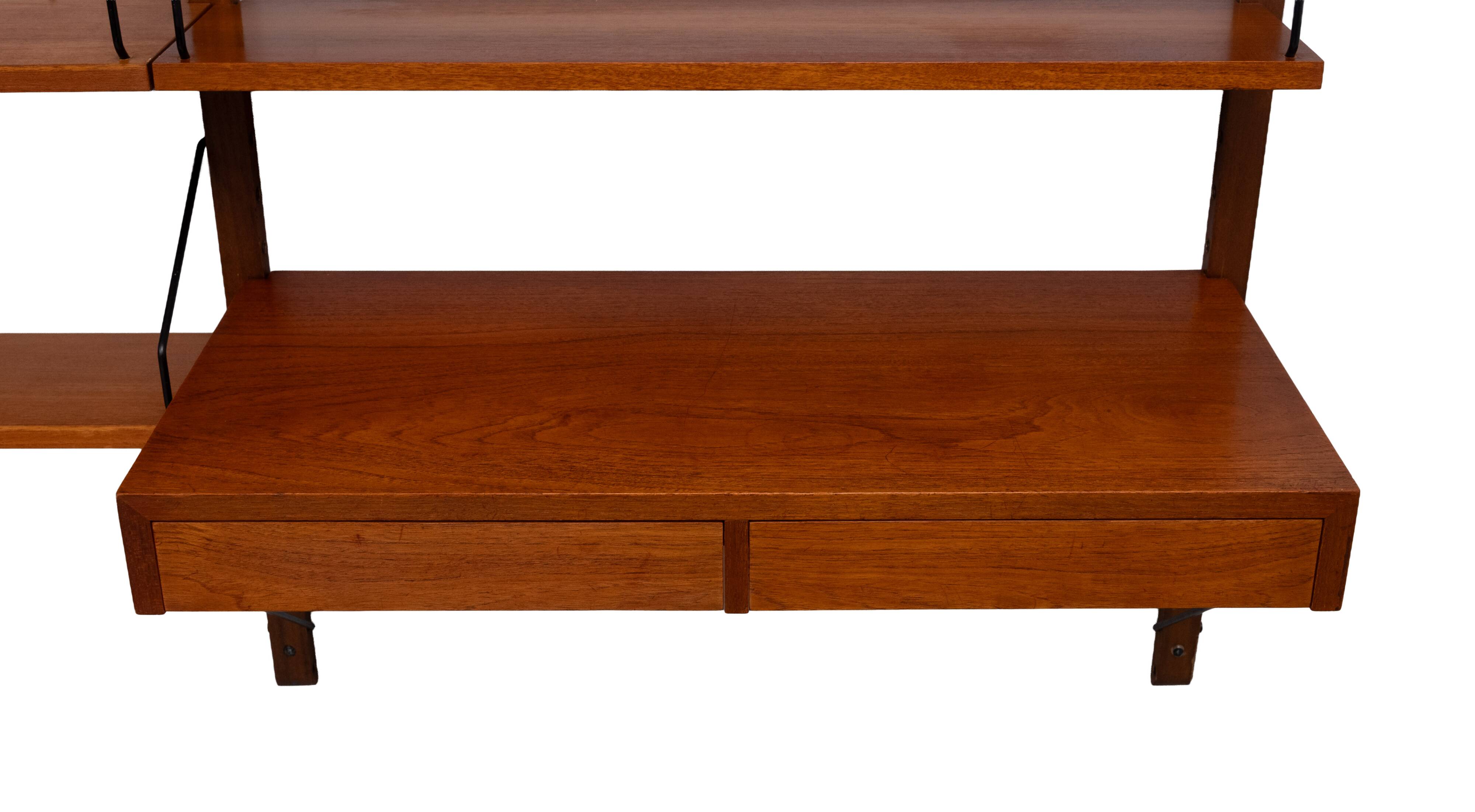 Système mural Royal Teak Poul Cadovius vintage des années 1960 avec 4 armoires