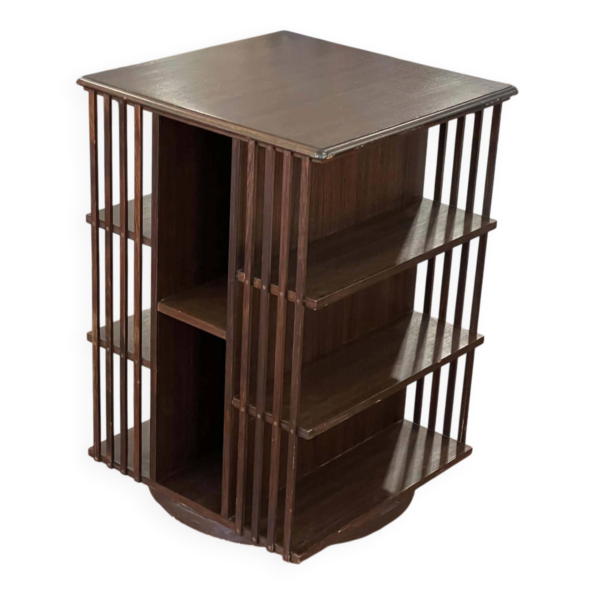 Rotating English library in wood veneer