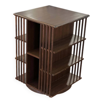 Rotating English library in wood veneer