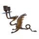 Pair of bronze candlesticks with chimera dragons