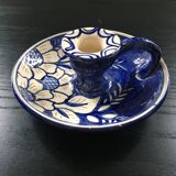 Blue floral decoration candle holder