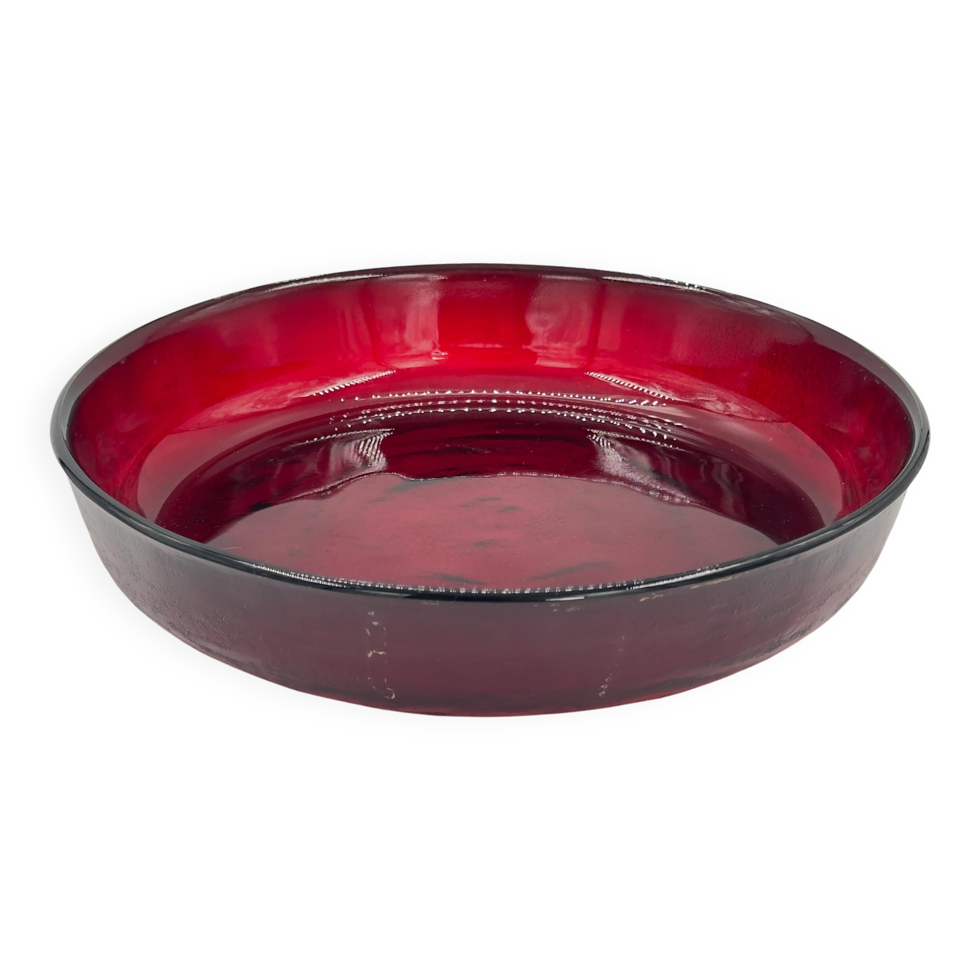 Vintage ruby red pressed glass bowl