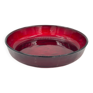 Bol en verre pressé rouge rubis vintage
