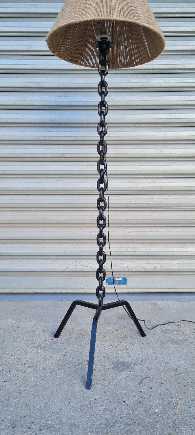 Vintage iron chain floor lamp from the 1950s
