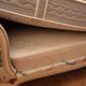 Bed frame with slatted base and mattress